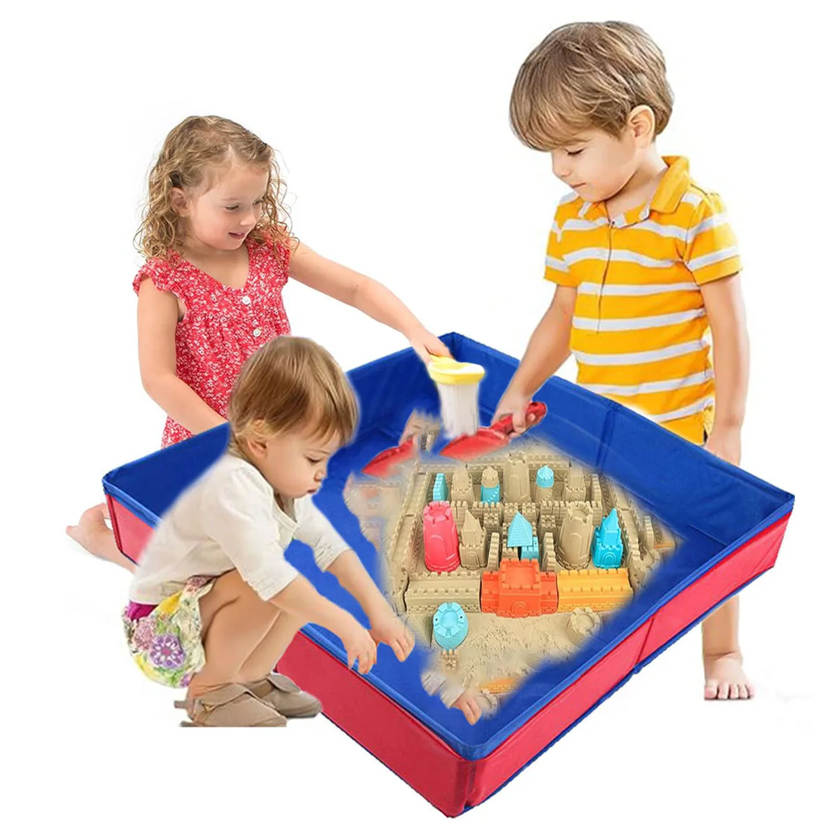 Sandtischspielzeug für Kinder im Freien, Sand- und Wasser-Sandkasten-Geschenke für Jungen und Mädchen, sensorisches Kinderspielzeug zum Spielen auf der Terrasse im Hinterhof
