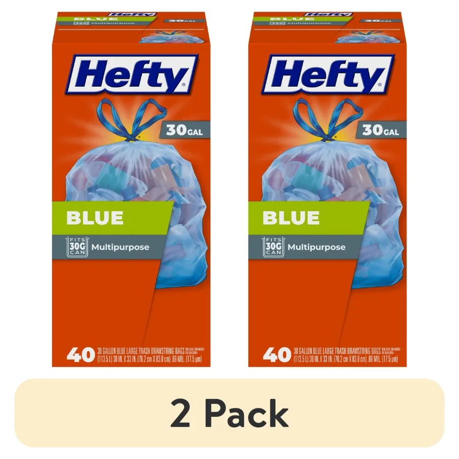

Синие мешки для мусора, 30 галлонов, 2 упаковки, 40 штук, идеально подходят для утилизации отходов на кухне и в ванной, прочные и герметичные, с защитой от протечек.