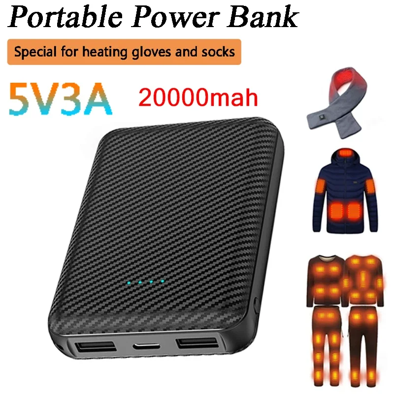 

5V/3A 20000mAh Power Bank External Battery winter Heating Scarf Socks Glove Underwear Fast Charger Portabl Charging Power Supply