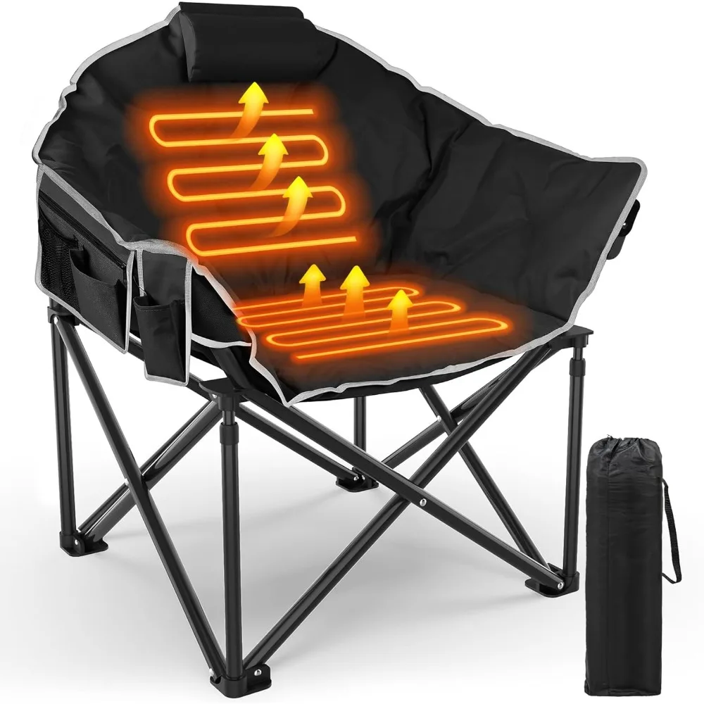 Chaise de camping chauffante surdimensionnée de luxe avec température réglable pour les activités de plein air