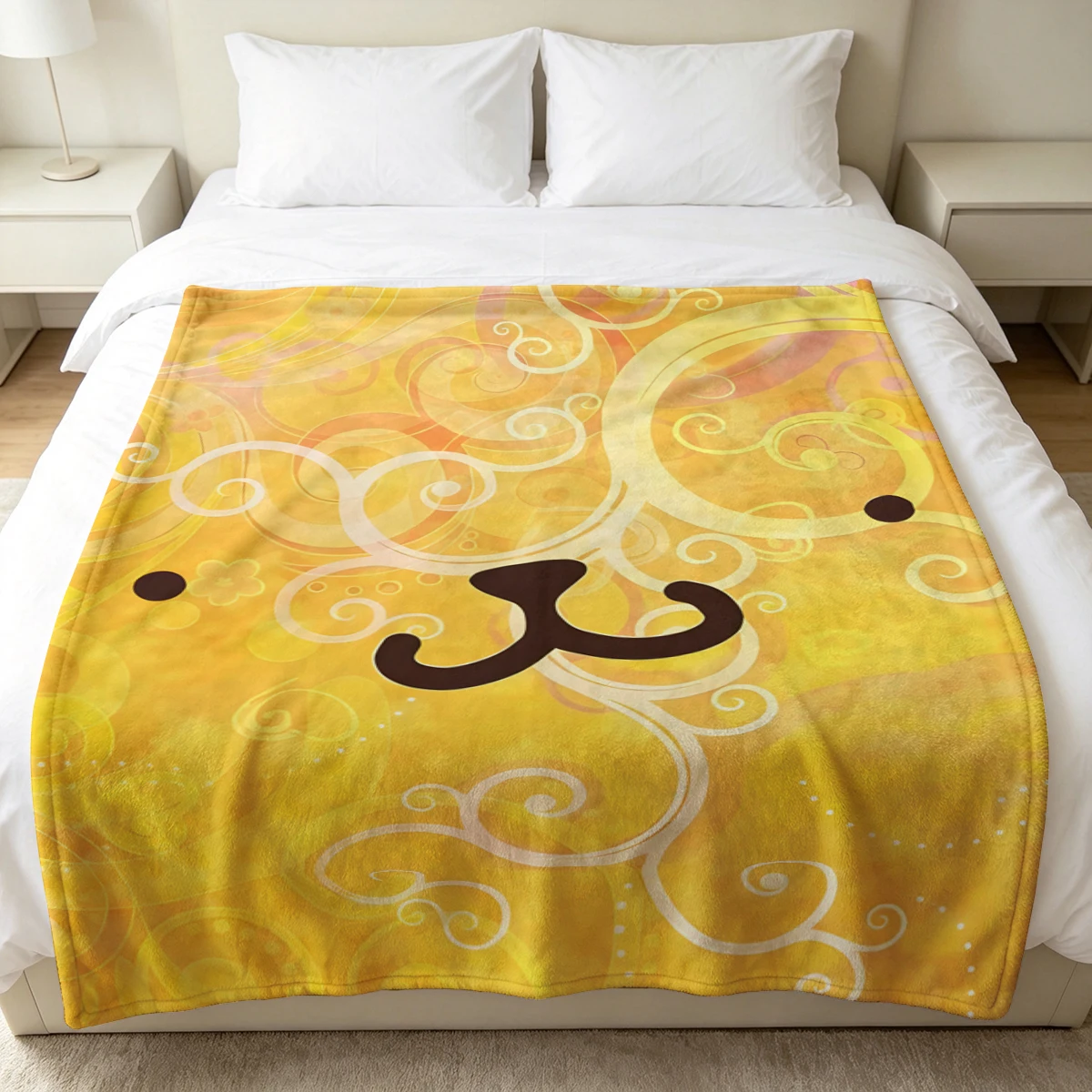 Yellow Swirl Abstract Face Winter Summer Flannel Blanket Throw Fleece Soft Fuzzy Plush Cozy Fleece Blankets for Sofa Ideal Gifts