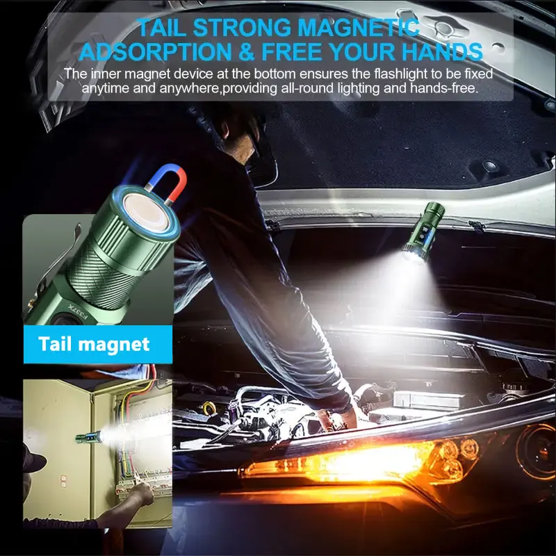 YEMAO F337X 3000LM مصباح يدوي LED، 13 وضعًا، فتائل 7XTE + 2SMD، بطارية 18350/18650، مغناطيس ومشبك، إضاءة موقع العمل والأمن #5