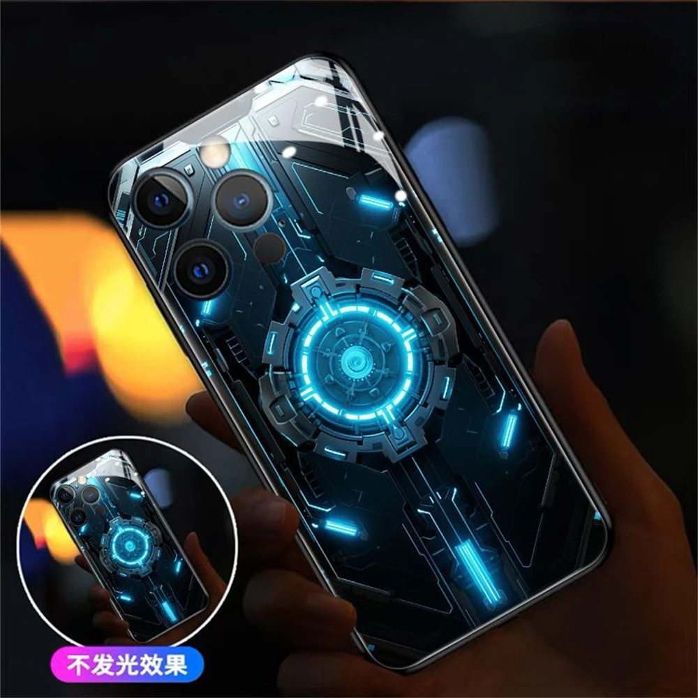 

Luxury PCB Circuit Board Smart LED Light Glow Tempered Glass Phone Case For Samsung S25 S24 S23 S22 S21 S20 FE Plus Ultra