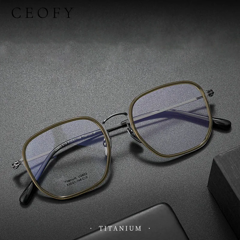 

Ceofy Men Women Titanium High Quality Eyeglasses Frame Ultra-Light Myopia Optical Prescription Glasses Frame New Men Eyewear
