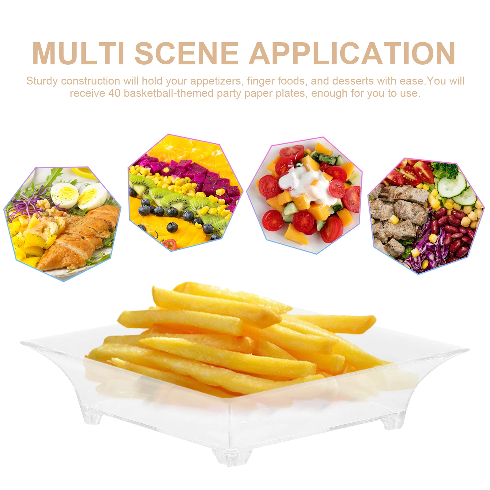 

50pcs Disposable Cake Plate Set Transparent Elegant Design Heavy Duty Food Safe Perfect Size for Fruits Cookies Desserts