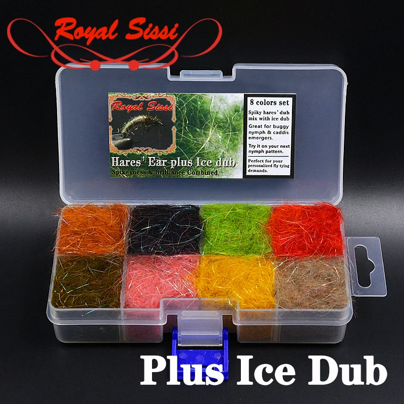 8 colors Dispenser hare's ear dubbing Plus ice dub buggy nymph dub fly fishing tying materials Czech scud dub sparkle &spiky dub