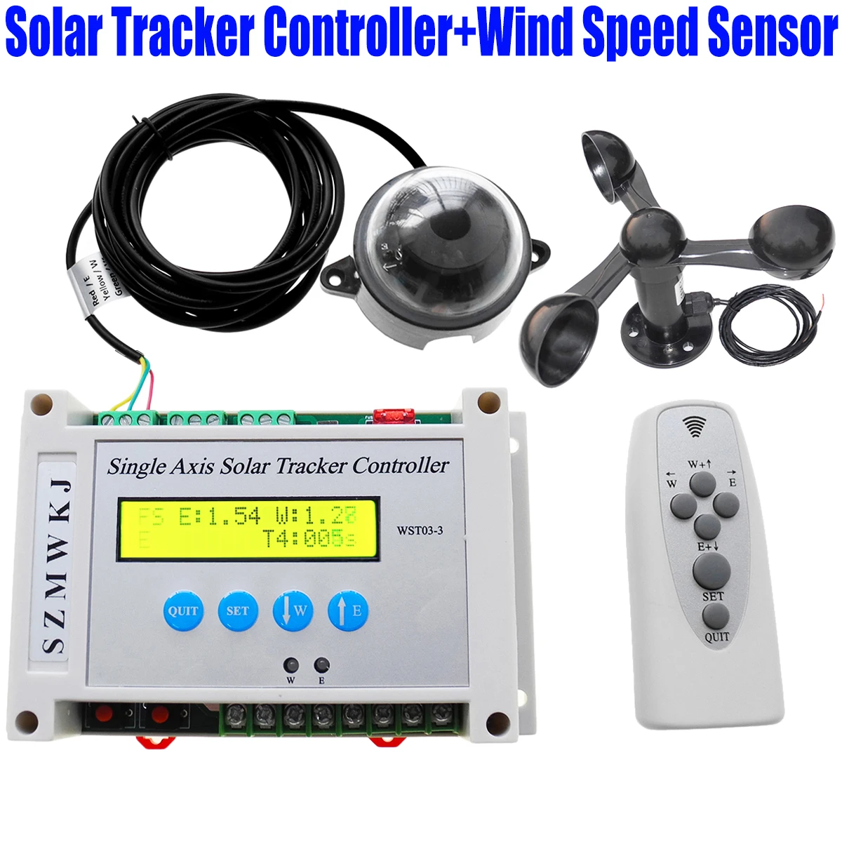 Electronic Single Axis PV Solar Panel Auto Tracking Solar Tracker Controller W/ IR Remote W/ Wind Speed Sesnor 0-2.5V Anemometer