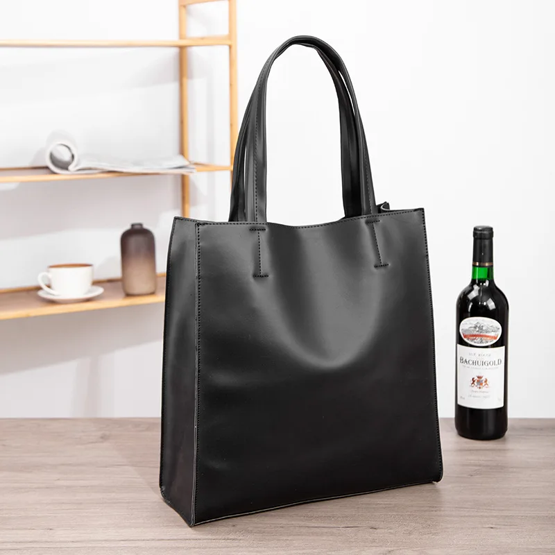 Borsa da uomo in pelle pu casual da strada con tracolla verticale di grande capacità, borsa da lavoro