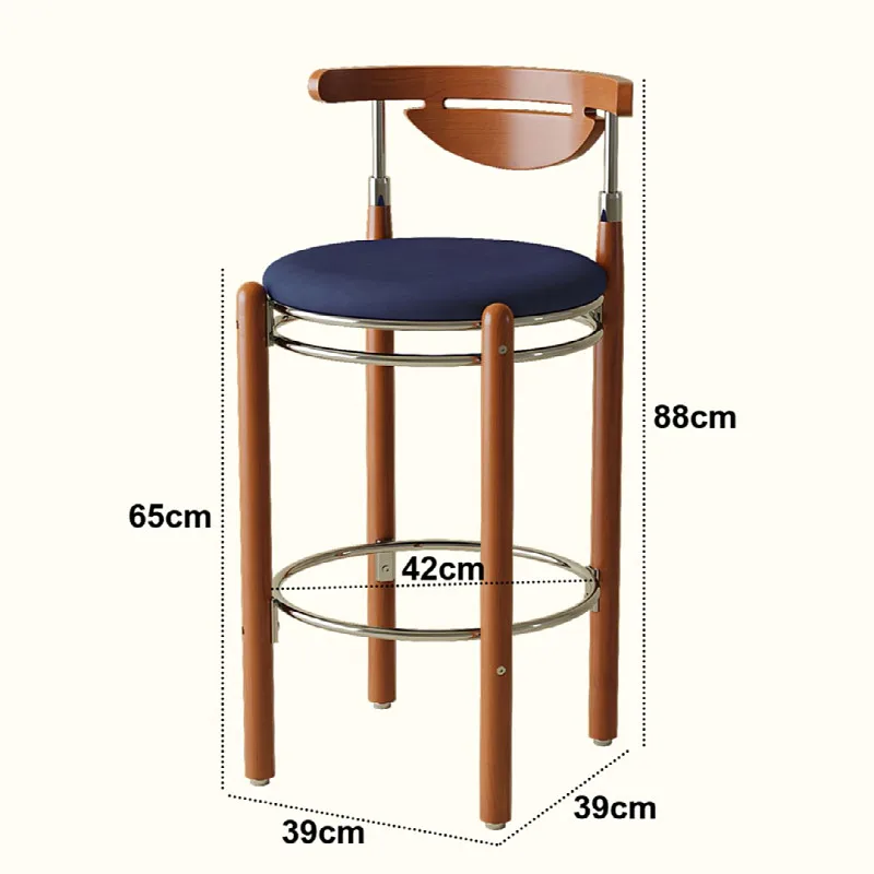 

Medieval simple light luxury home backrest island bar stool wabi sandy wind cafe high stool