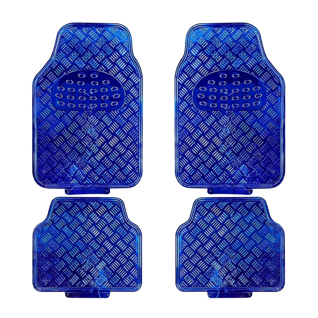 Juego de Alfombrillas Coche Antideslizante 4pcs Diseño Metálico,Alfombras Coche Universal,Color Negro,Azul,Carbon,Plata