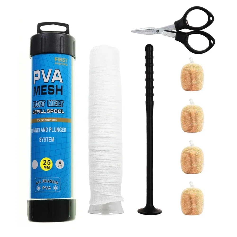 

Funnel Plunger PVA Mesh Kit Bait Preparation Fine Mesh Design Quick Dissolve In Water For Fishing Applications