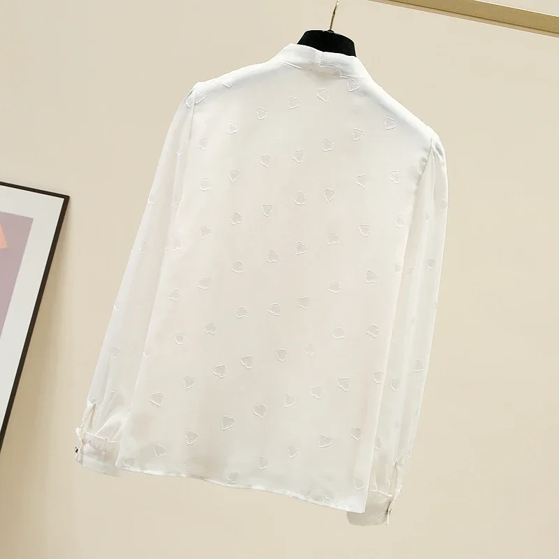 เสื้อเชิ้ตผู้หญิงแขนยาวคอปกโบว์ผ้าชีฟองระบาย เสื้อผู้หญิง เสื้อเบลาส์ เสื้อเชิ้ต บลูซาส สำหรับผู้หญิง 2025 Q629