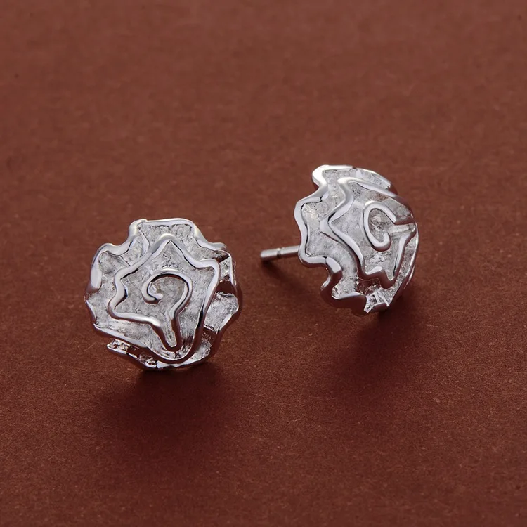Neue Ohrringe aus 925er-Sterlingsilber, Rosenblumen für Frauen, exquisiter Student, Freundin, Schmuck, Accessoires, Hochzeit, Mode, Geschenk
