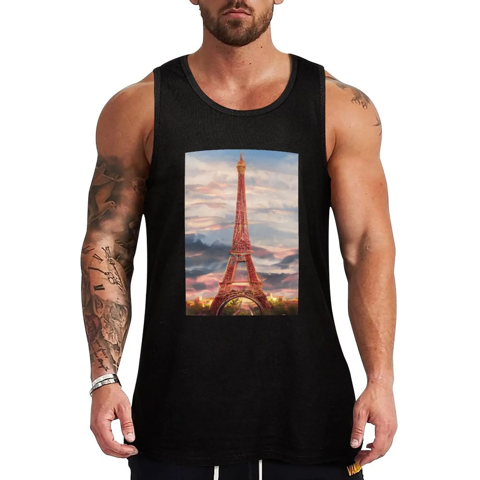 

Eiffel tower Paris France painting Tank Top Vests Gym man best selling products Sportswear for men