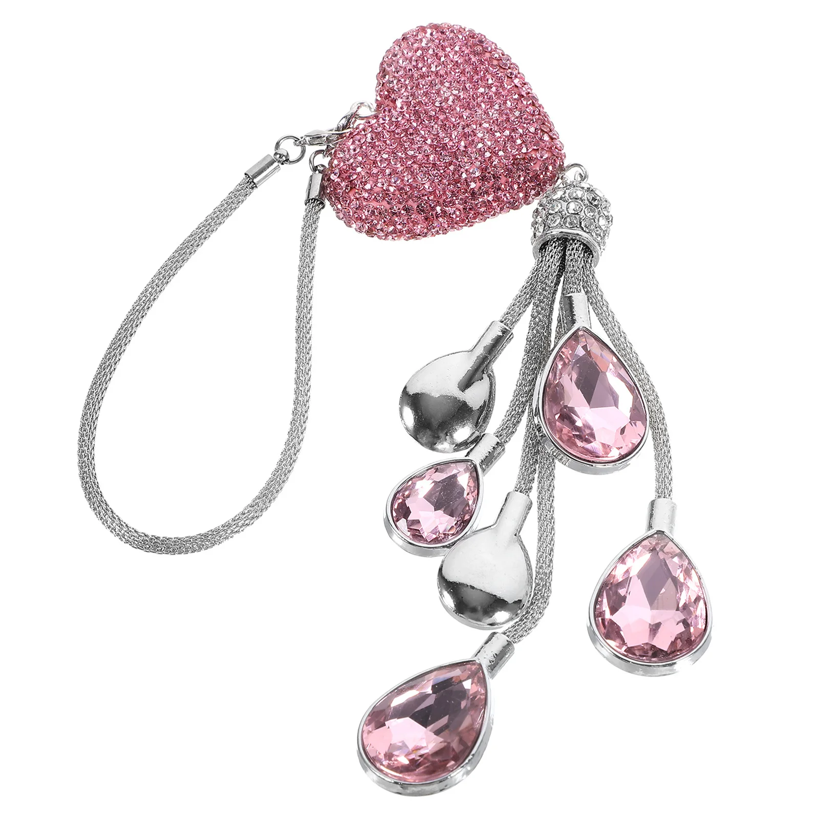 

Heart Crystal Pendant Car Bling Decoration Rearview Mirror Hanging Ornament Car Interior Pendant Auto Mirror Hanging Decoration