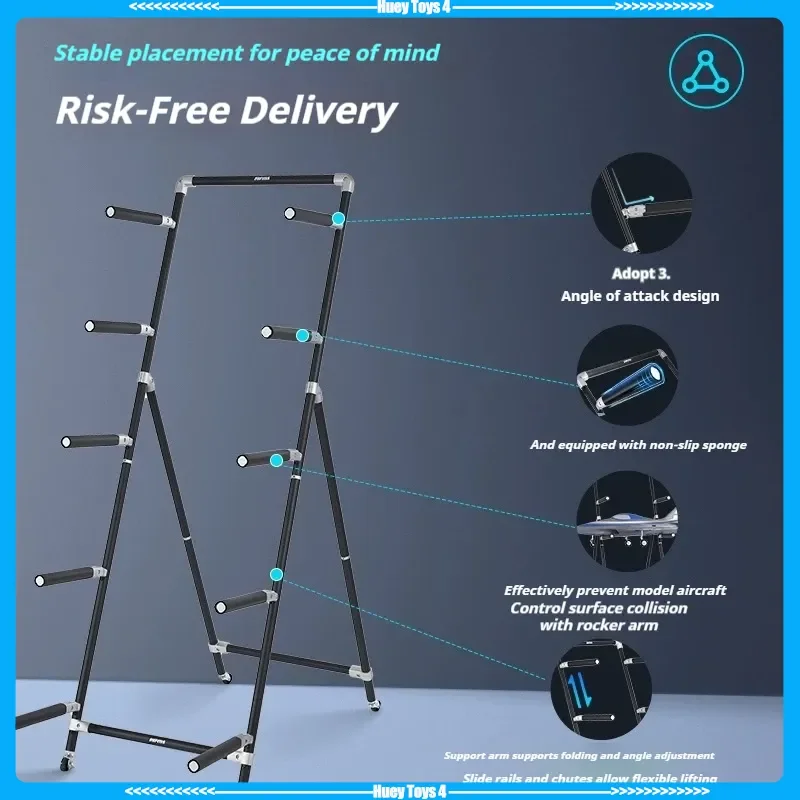 2025 modelo fms rack de exibição de avião rack de armazenamento com rodas modelo dobrável acessórios de avião brinquedos presentes