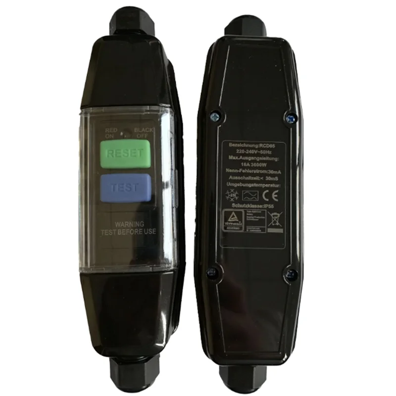 ABUI-2X موصل RCD مضمن، مفتاح أمان متوسط PRCD، حماية تيار متبقي 30 مللي أمبير مضاد للصدمات الكهربائية للأماكن الخارجية