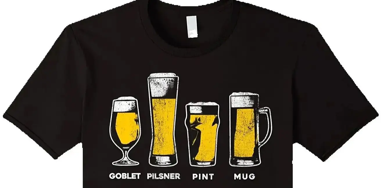 

Funny Beer Glasses Goblet Pint Mug Retro Graphic T-Shirt 100% Cotton O-Neck Short Sleeve Summer Casual Mens T-shirt Size S-3XL