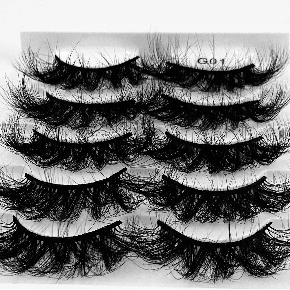 5 Pairs Fluffy Lashes False Eyelashes Mink Lashes 6D Faux Mink Fake Eyelashes Soft Full Thick Wispy Mink Eye Lashes Makeup