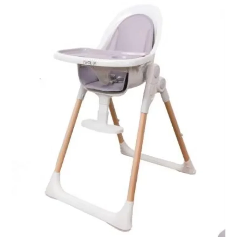 

EN14988 3 recline adjustable & one button foldable wooden high chair & bouncer for baby