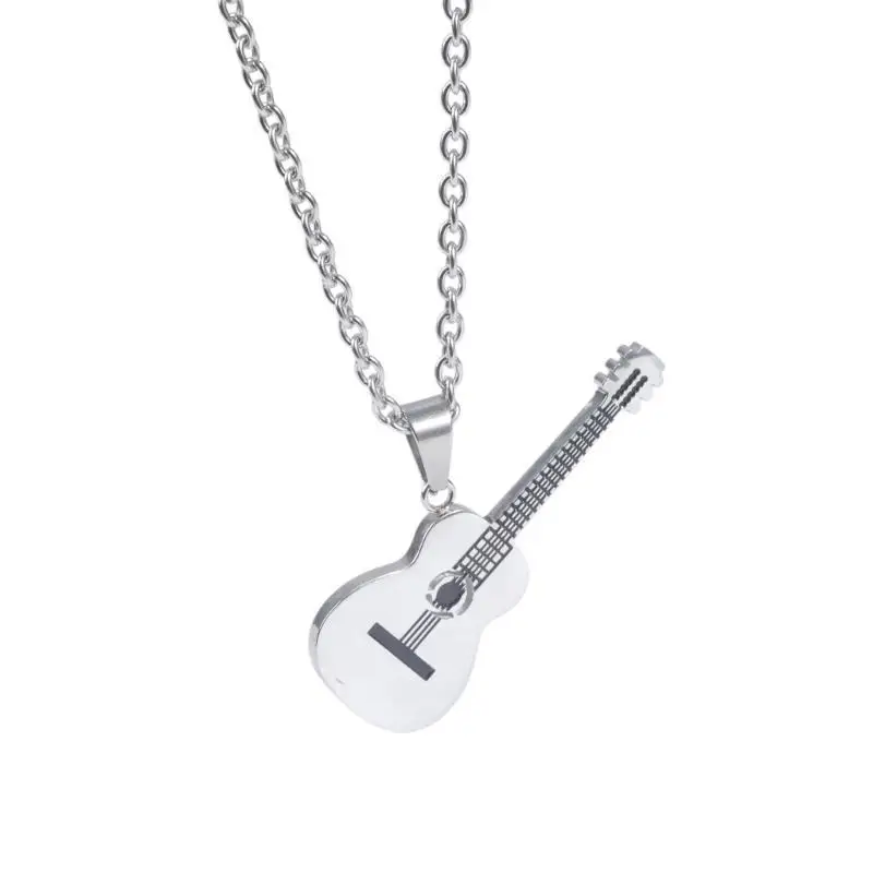 A52E Chain Pendant Guitar Instrument Stainless Steel Black/Gold/Silver Music Rock
