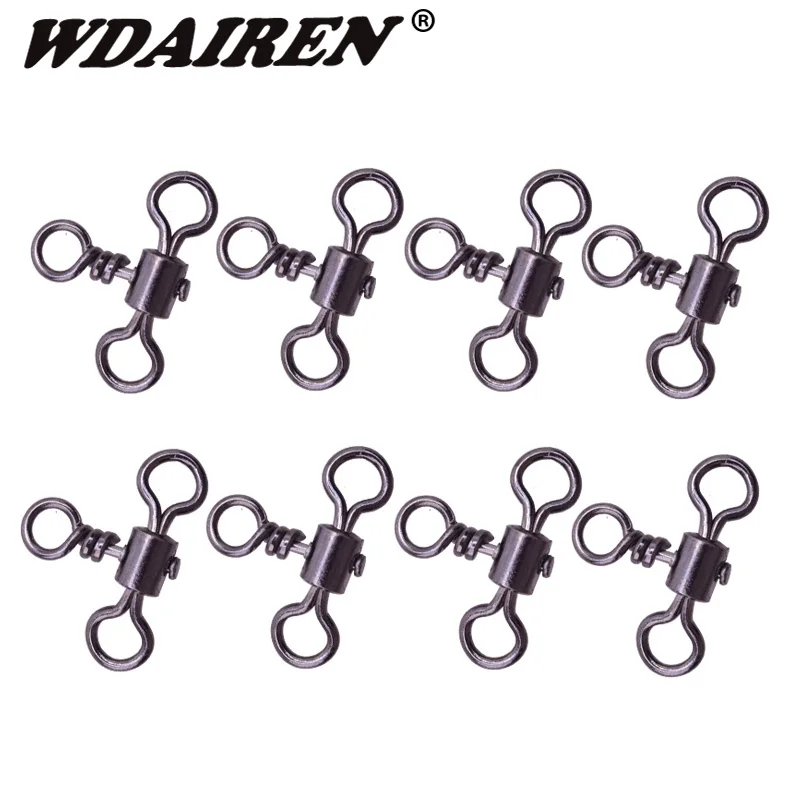 10Pcs/lot Stainless Steel Cross Line Rolling Fishing Swivel 3 Way Fishing Line Connector Swivel 12mm/14mm/16mm/19mm/24mm