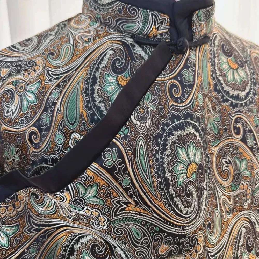 Spring And Autumn New Ethnic Style Mens Clothing Chinese Style Button-Down Collar Shirt High-End Printed Niche Shirt For Men