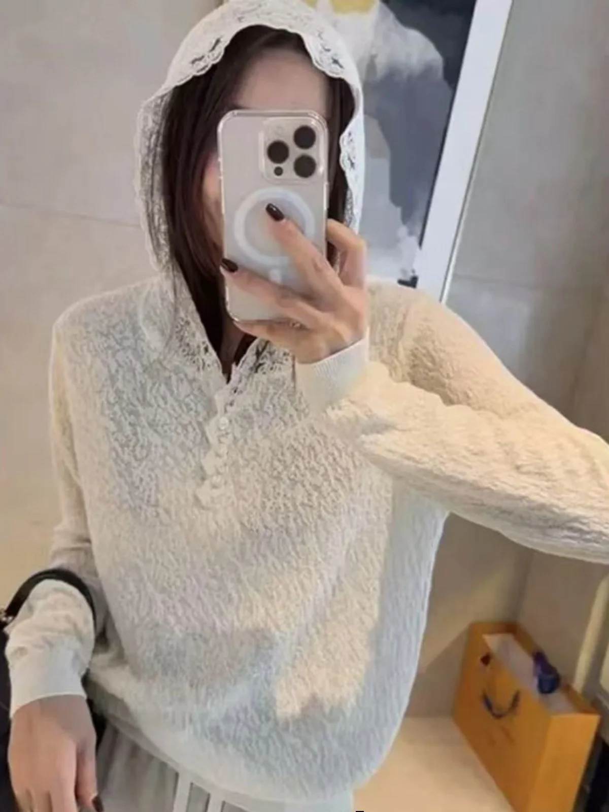 

Hebe Sle Long Sve Hoodie Knitted Sweater Women's Loose Fit Simple Design Autumn Winter Faion Casual Comfortable Top