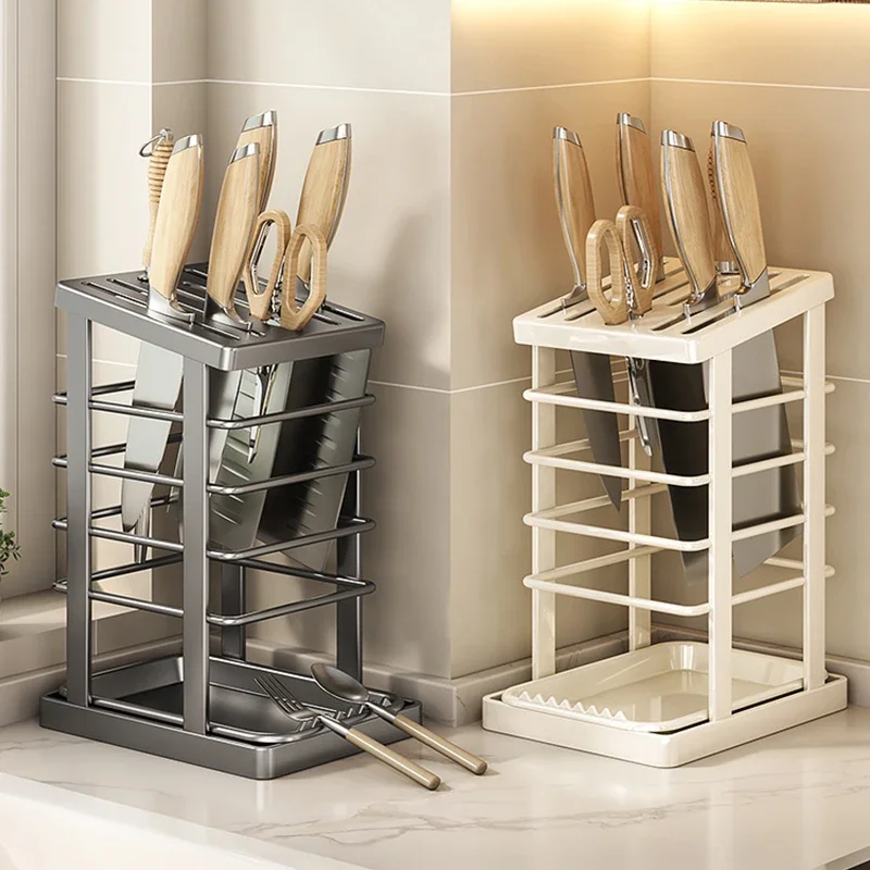 Kitchen Knife Storage Holder Stainless Steel Knife Stand Large Capacity Knif e Tool Storage Rack Utility Knife Holder Organizer