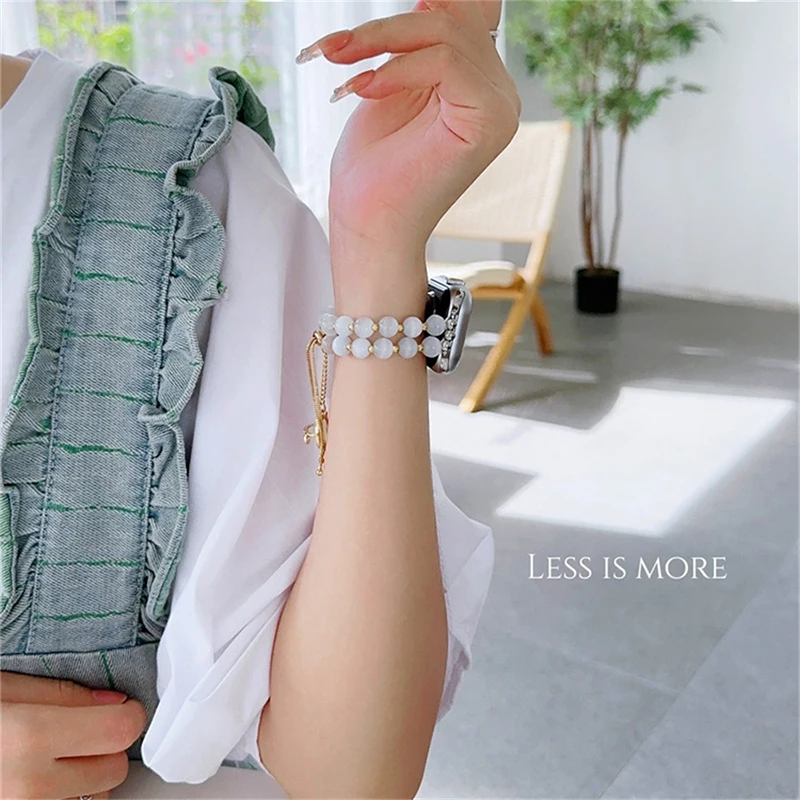 Pearl Loop Strap for Apple Watch 9 45mm 41mm Wristband 8 7 6 5 4 3 49mm Women Band for iWatch Correa Bracelet SE 40mm 44mm