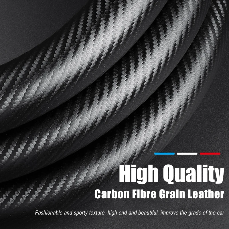 D-شكل عجلة توجيه سيارة غطاء حافظة ألياف الكربون بولي Leather الجلود المضادة للانزلاق لجيلي BelGee X50 X70 2023 2024 اكسسوارات السيارات #3