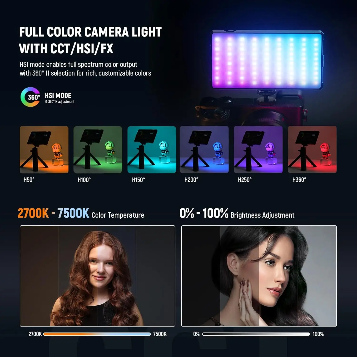 NEEWER Basics RGB-Videoleuchte 9W 2700K-7500K Tragbare Vollfarb-RGB 4000mAh Wiederaufladbare Metall-LED-Kamera-Panelbeleuchtung – Detail 2
