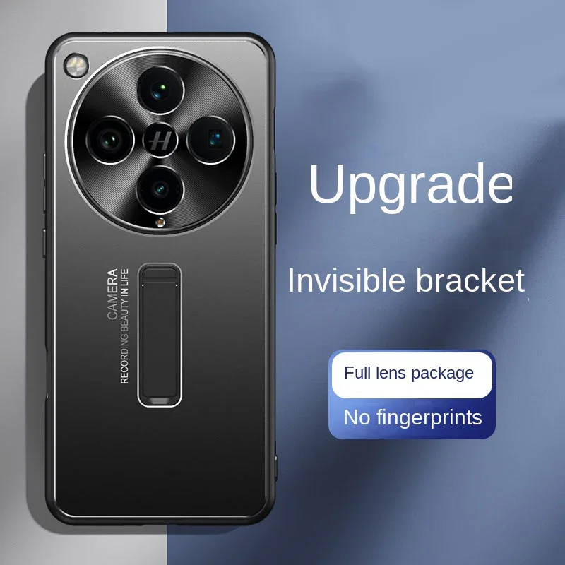 

Luxury Invisible Bracket Full Lens Protection Anti-drop Cases for OPPO Find X8 Pro Metal Back Cover Soft Bumper Phone Case