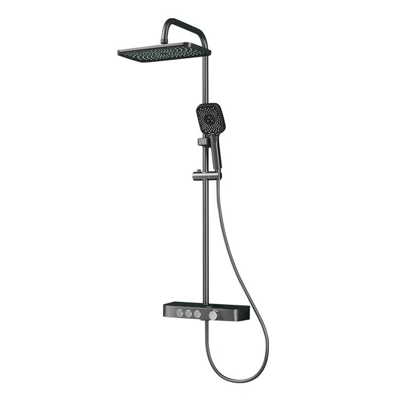 

Light luxury shower shower set constant temperature hot and cold pressurized household bathroom large top spray gun ash shower