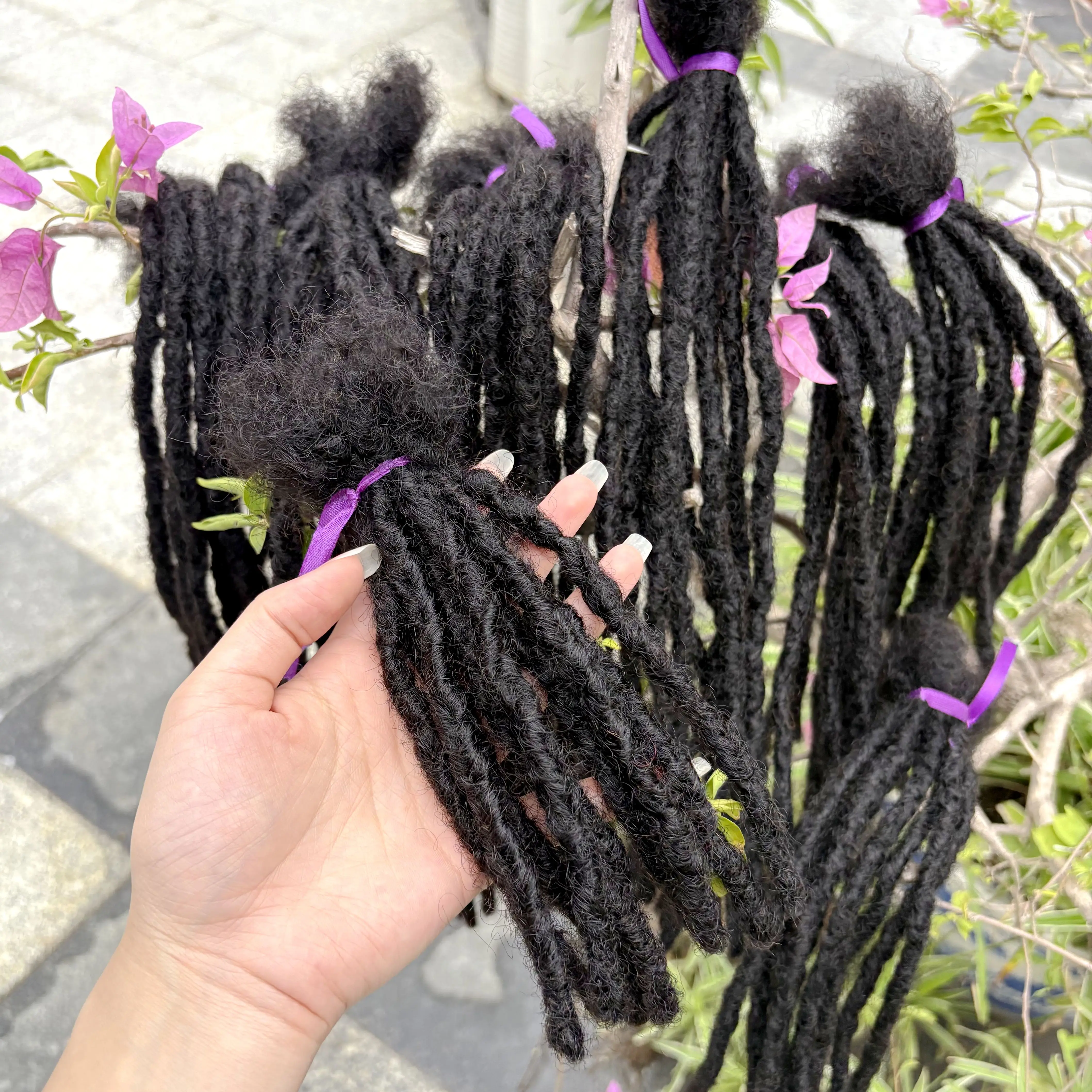 50 Strands Natural Loc Extension Human Hair with Curly Ends 8-14inch 100% Human Hair Loc Dreadlock Extension for Men Women Kids