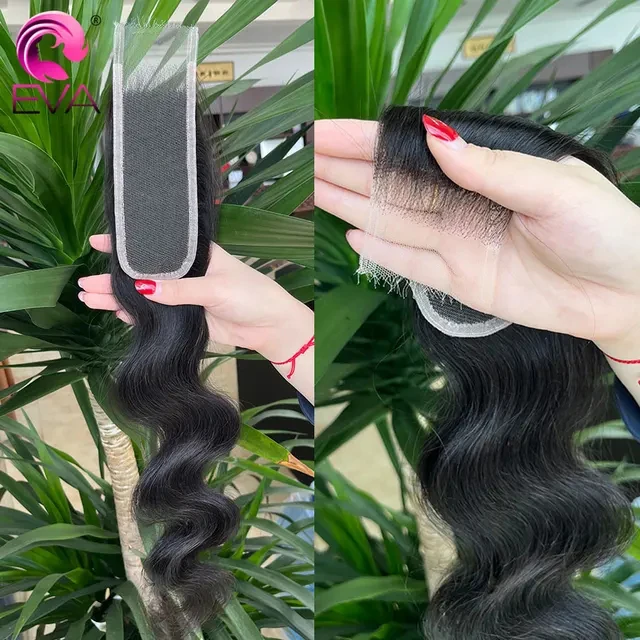 100% Echte HD Vetersluiting 2x6 Diepe Scheiding HD Kant Sluitingen van echt haar Steil haar Voorgeplukt Body Wave Alleen HD Vetersluiting