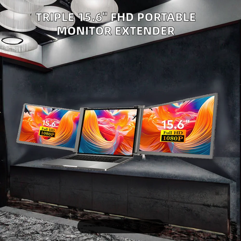 Wholesale Computer PC Split Display 15.6 Inch Laptop Screen Extender Dual 1920*1080 IPS FHD LCD Triple Portable Monitor Type C