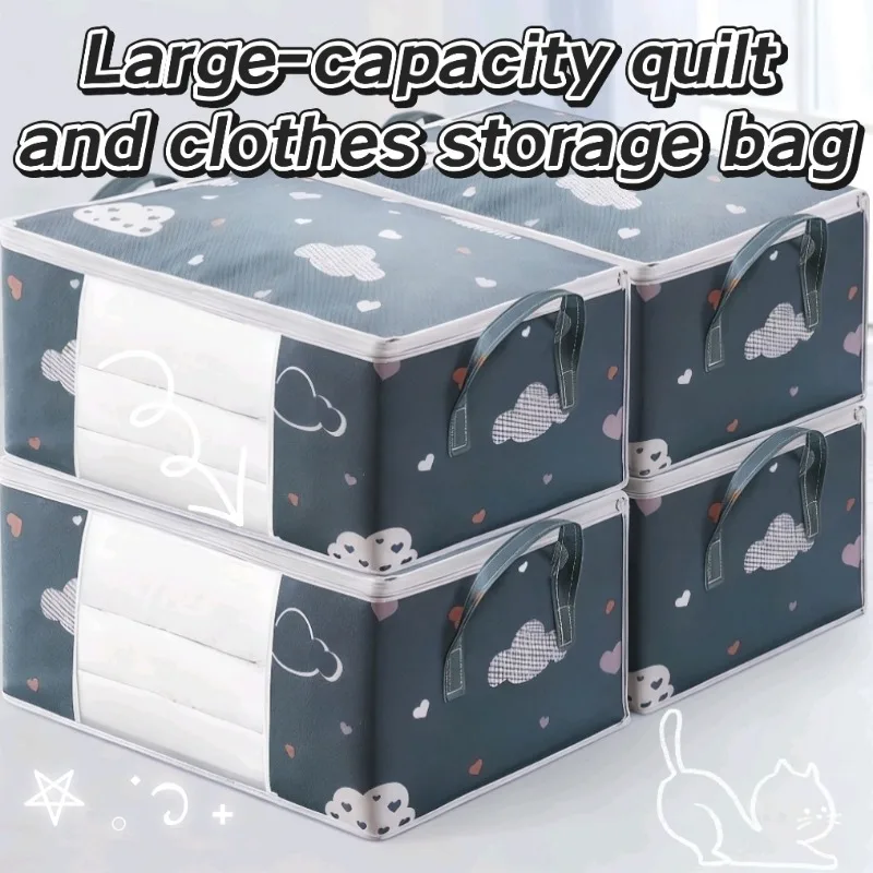50/75L Feuchtigkeitsbeständiger Organizer Quilt Kleidung Aufbewahrungstasche Große Kapazität Decke Sortierbeutel Staubdichter Schrank Unterbett Aufbewahrung