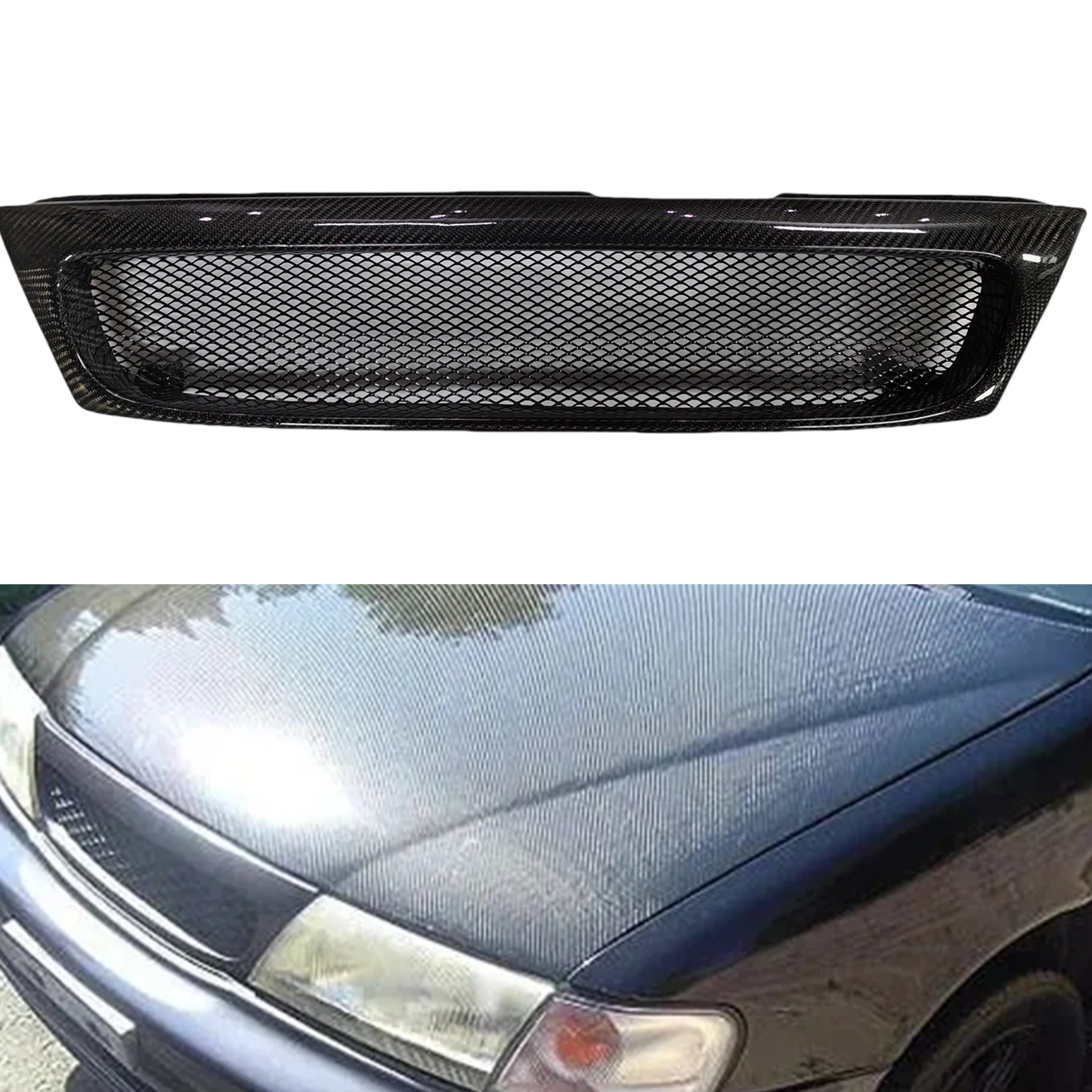 Front Grille Racing Grill Upper Hood Vent Mesh Grid For Nissan Sentra 200SX Lucino 1995-2008