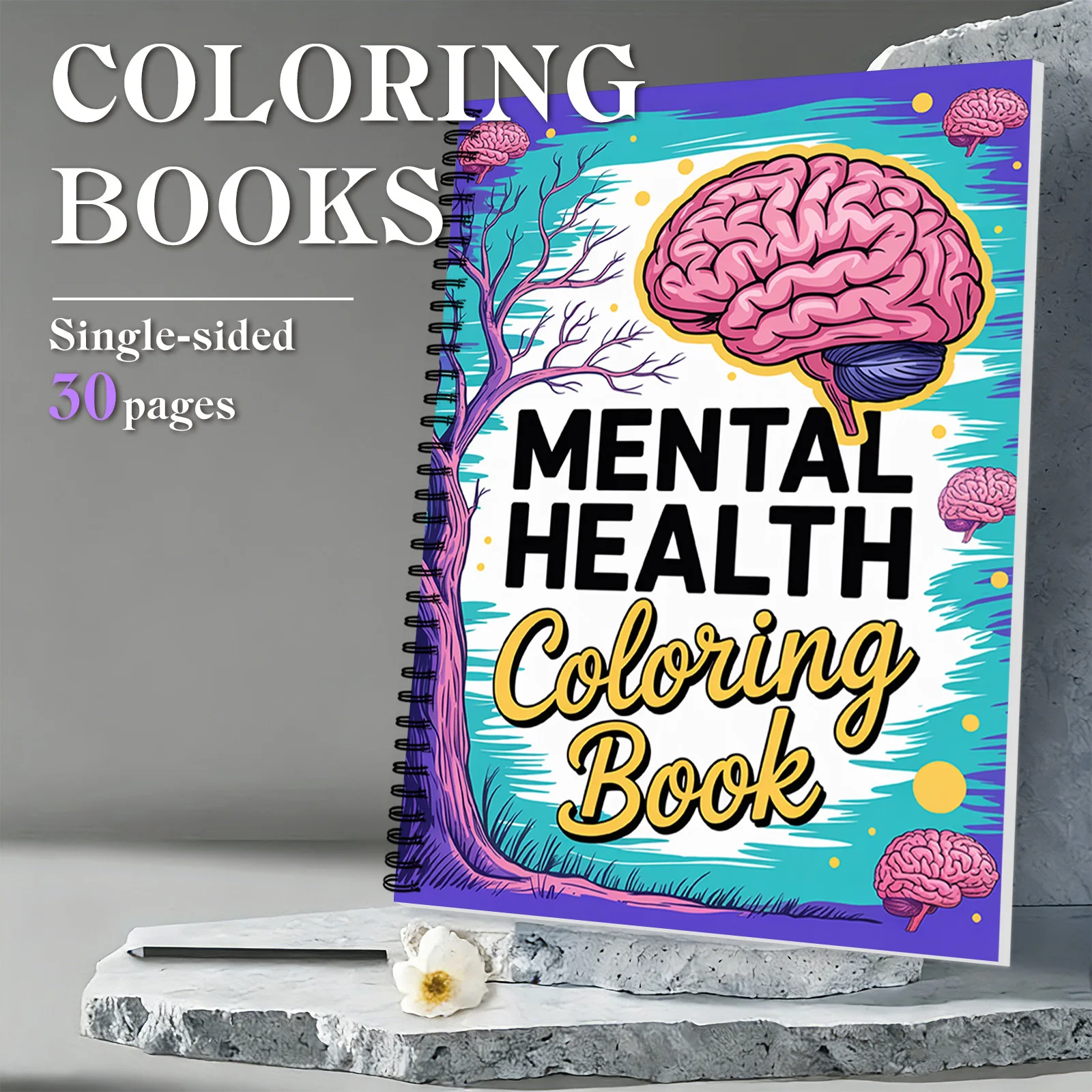 

1 шт., книжка-раскраска для снятия стресса для взрослых, подростков, 30 страниц элегантных цветочных узоров, вдохновляющие линии, ментальная релаксация