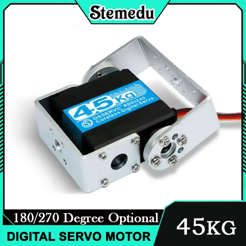 

RDS3245 45kg Digital Servo Coreless Motor Dual Axis Metal Gear for RC Car Truck Crawler Robot 180/270° High Torque Aluminum Case