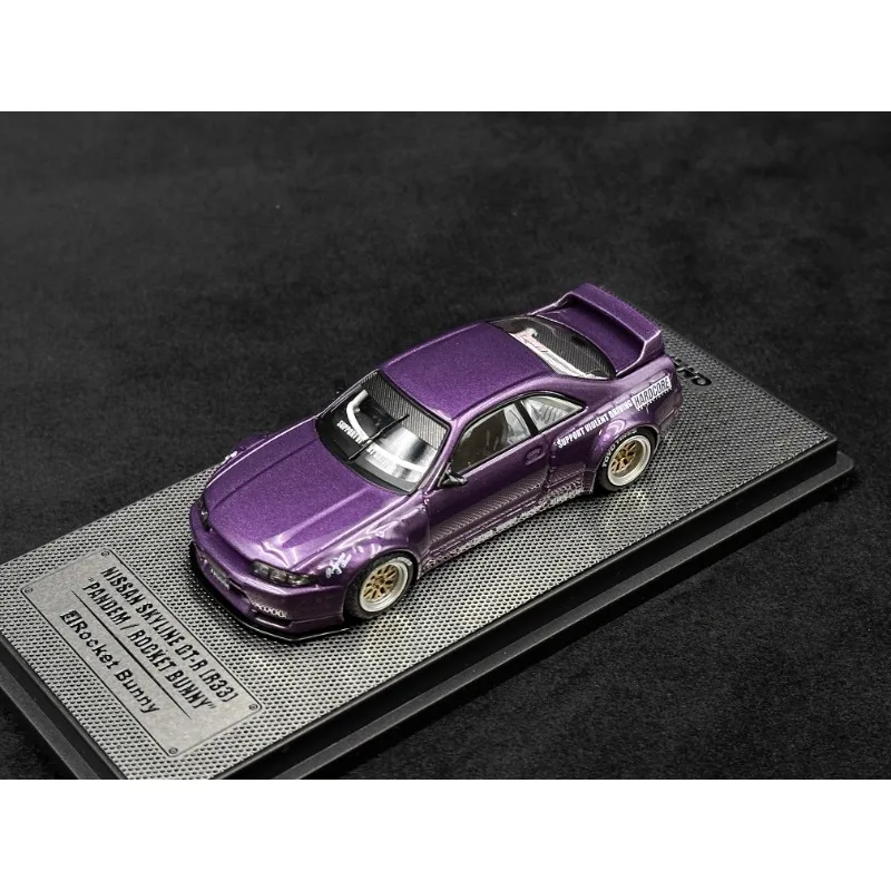 재고 1:64 닛산 GTR R33 로켓 토끼 다이캐스트 합금 자동차 모델 컬렉션 장식품, 소년 장난감, 성인 장식.