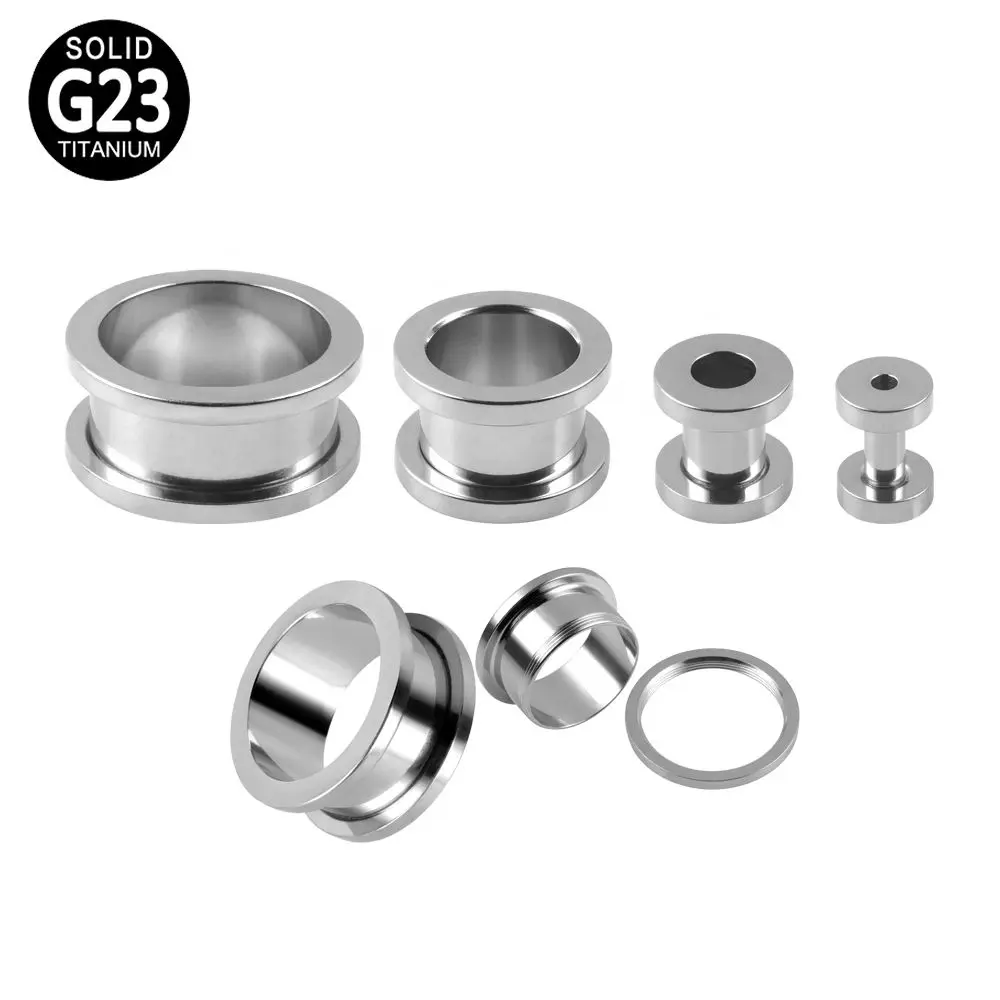 2PCS ASTM F-136 Titanium Ear Flesh Tunnel Plug Piercing Earlet Gauges Expanders Double Flared Flexible Tunnel Piercing Jewelry