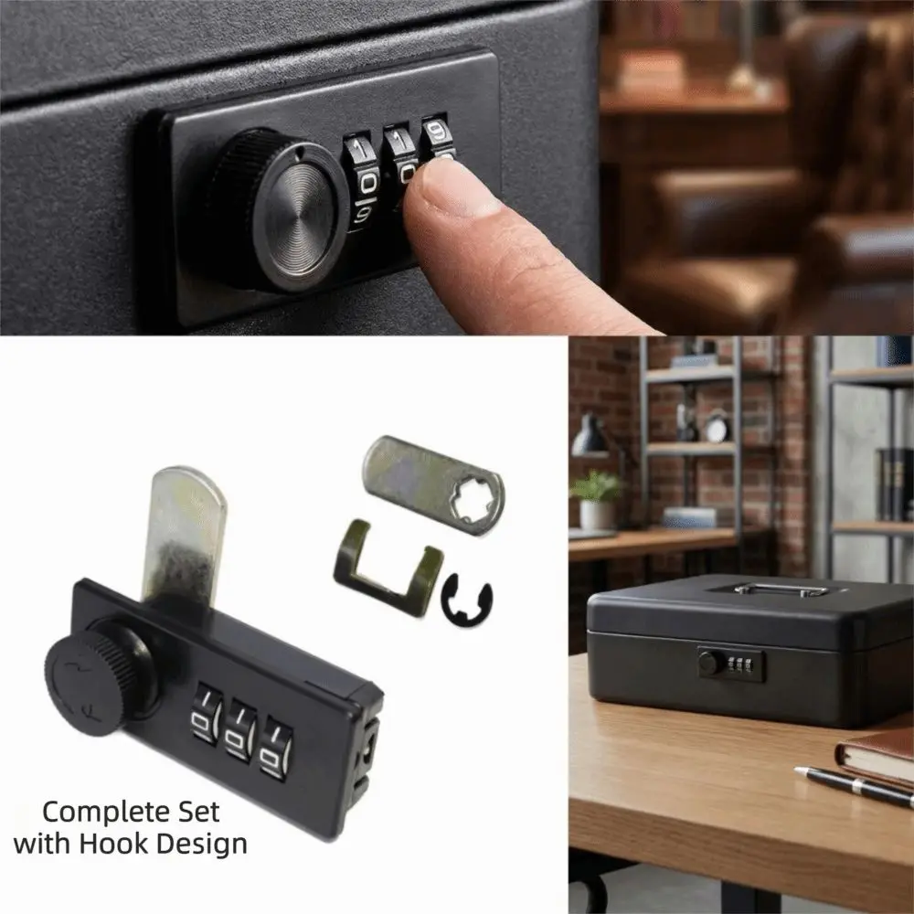 3 Digit Mechanical Combination Lock Anti-Theft Compact Size Dial Combination Lock Anti-Corrosion Keyless Cabinet Lock