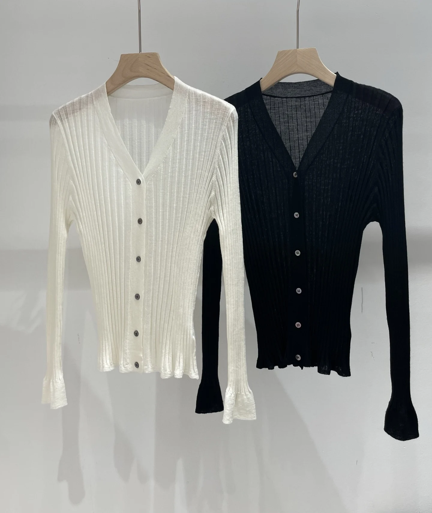 Women's ultra-fine water-soluble wool ultra-elastic ultra-thin fabric knitted cardiganNO.88