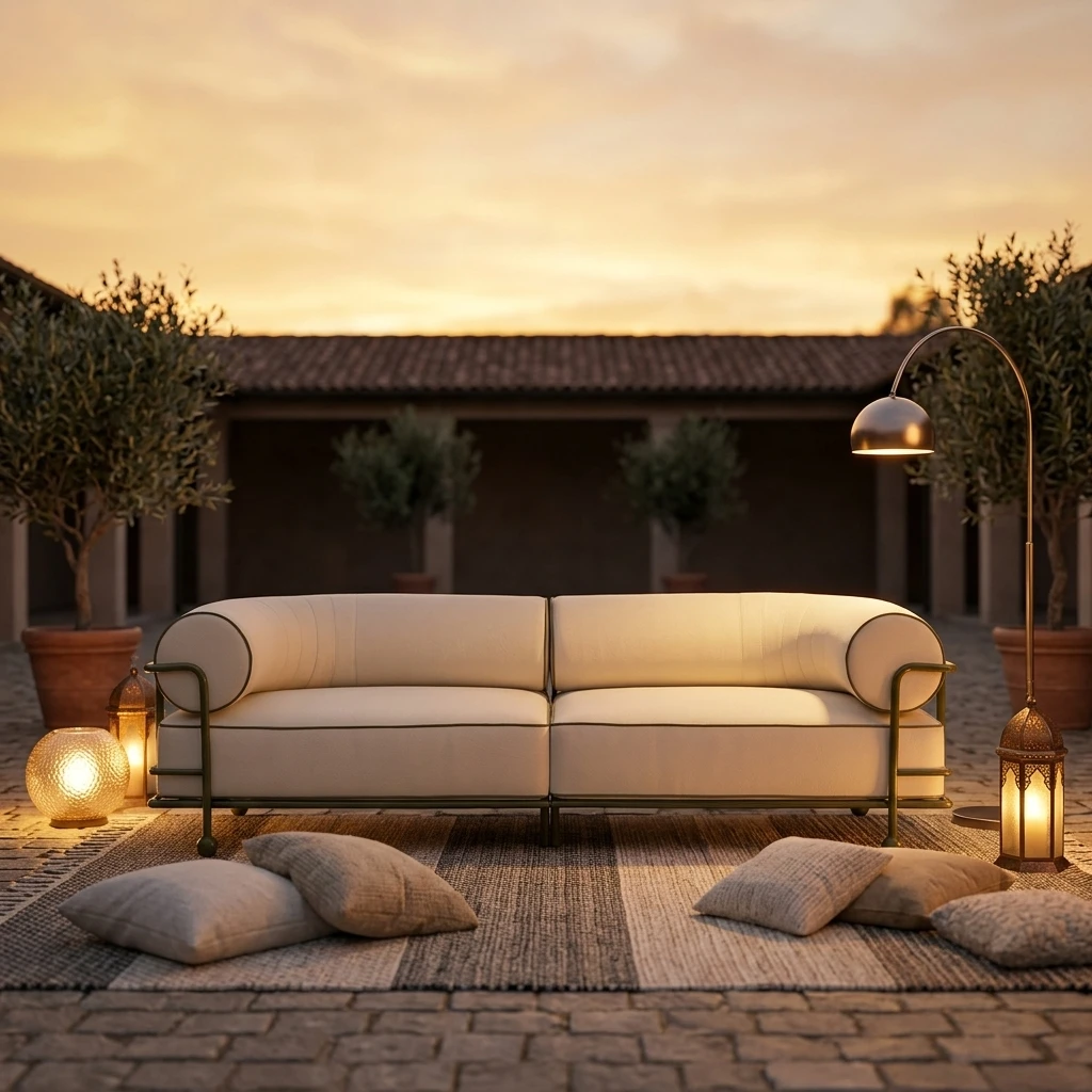 &Modern Outdoor Sectional Sofa Set Rust-Proof Aluminum Furniture with Comfortable Cushion Garden Style