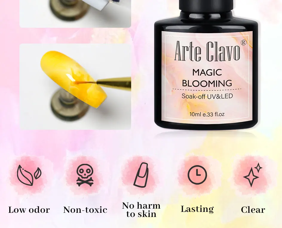 Arte Clavo Großhandel 10ml Blooming Gel UV LED Soak Off Blüte-Effekt Nagelkunst Gel-Lack für Dropshipping – Detail 4