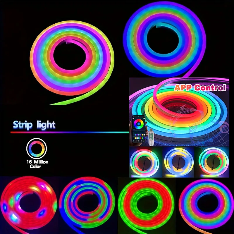 

WS2812B Неоновые светодиодные ленты USB RGB-IC Светодиодные вывески Освещение Синхронизация музыки Гибкая неоновая веревка Свет для вечеринки Рождественские украшения