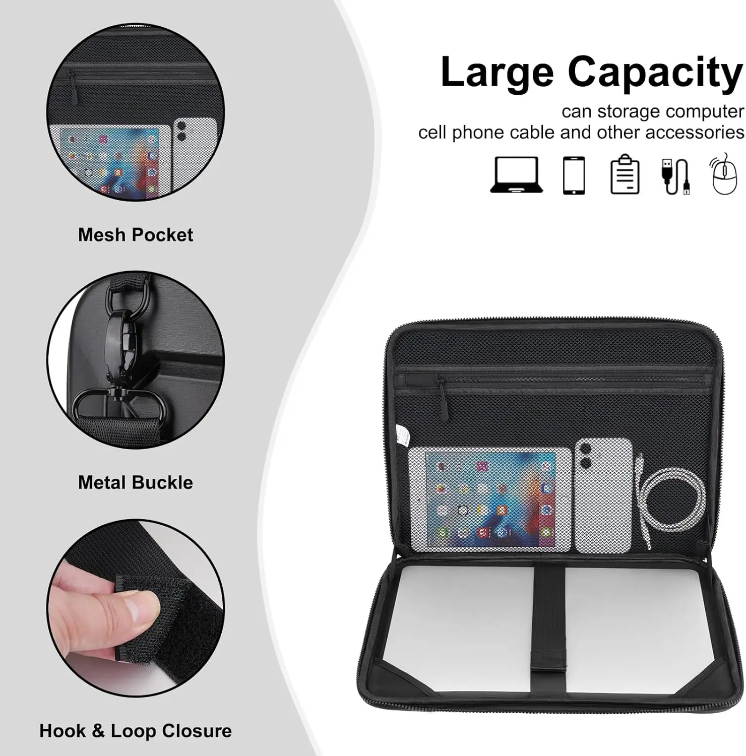 กระเป๋าใส่แล็ปท็อปแบบแข็งขนาด 15 15.6 16 นิ้ว กระเป๋าสะพายกันน้ำ กันกระแทก ทำจากวัสดุ EVA สำหรับ MacBook Air Pro