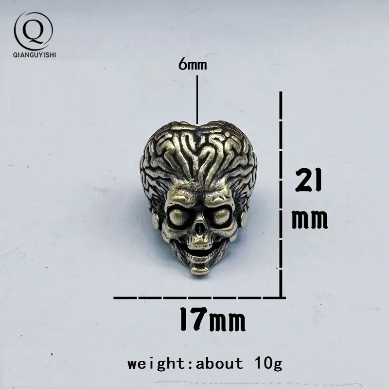 Science Fiction Creature Martian Head Sculpture Brass Knife Beads Outdoor EDC DIY Paracord Lanyard Pendant Bracelets Accessories